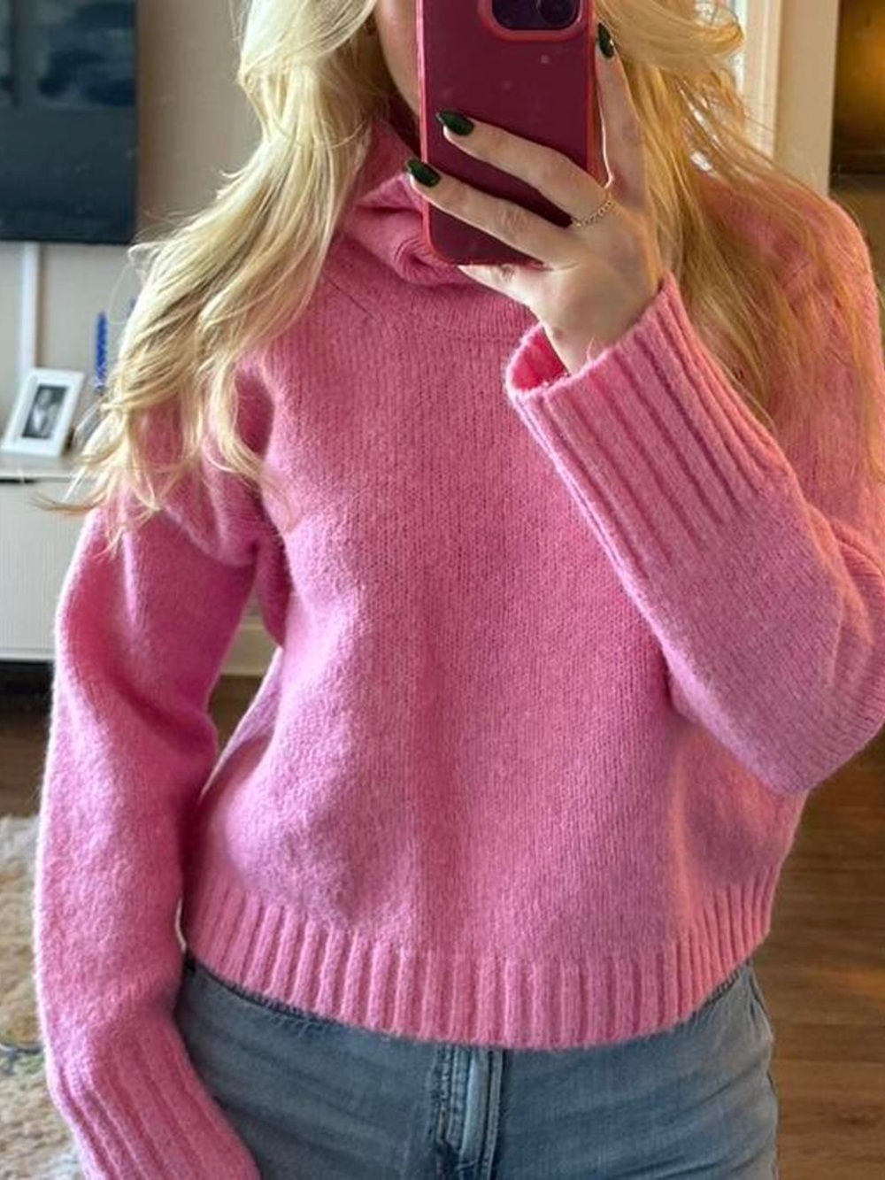 Anthropologie Pink Cowl-Neck Sweater